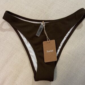 Samiol Brown Textured Bikini Bottom